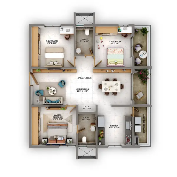 2.5 BHK Unit Plan