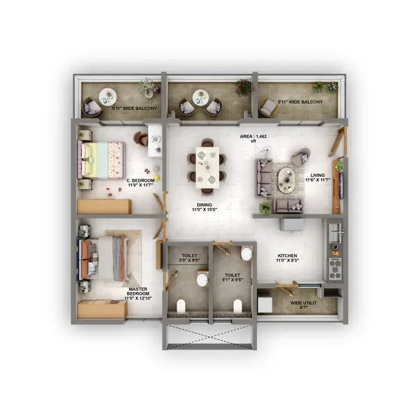 2 BHK Unit Plan